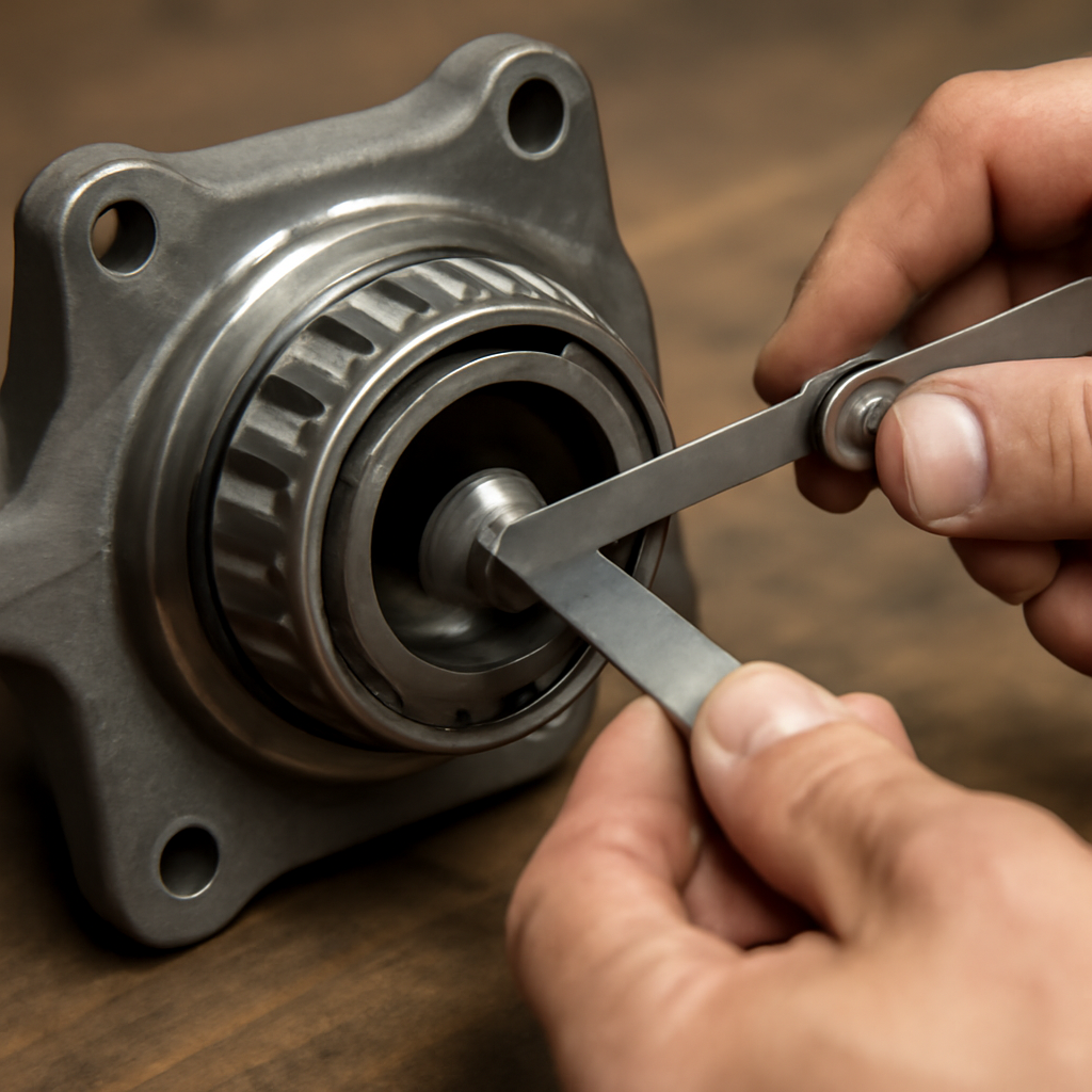 Checking taper roller preload with feeler gauges and endplay measurement