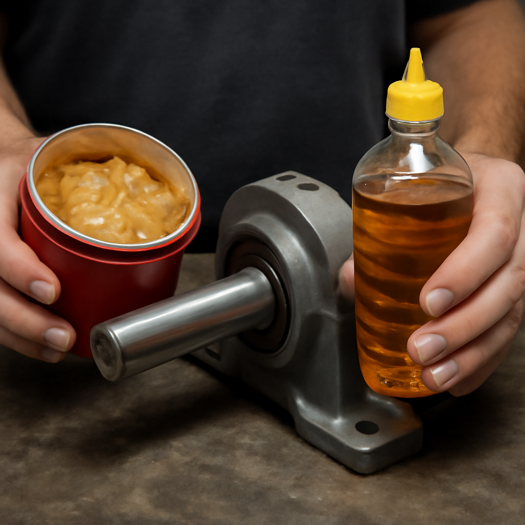 Choosing between grease and oil on a mid-speed shaft